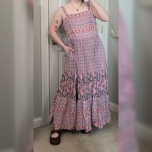 Knox Rose Pink Printed Smocked Maxi Dress